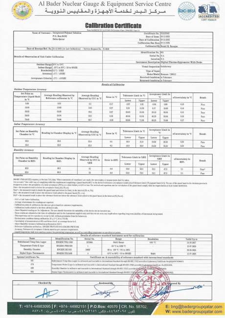 Laboratory Calibration Certificate: Digital Thermo-Hygrometer (Brannan 290512)